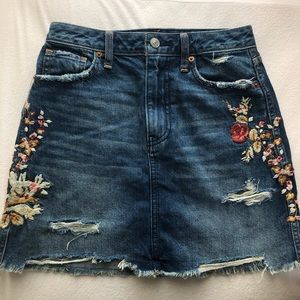 Abercrombie embroidered denim skirt